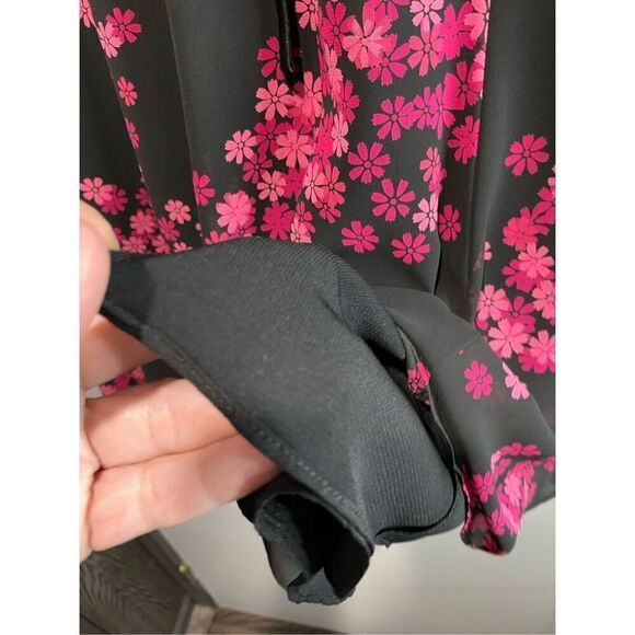 Size 10, Jacques Vert black tulip style skirt with pink flowers. 15” waist. - Picture 3 of 8